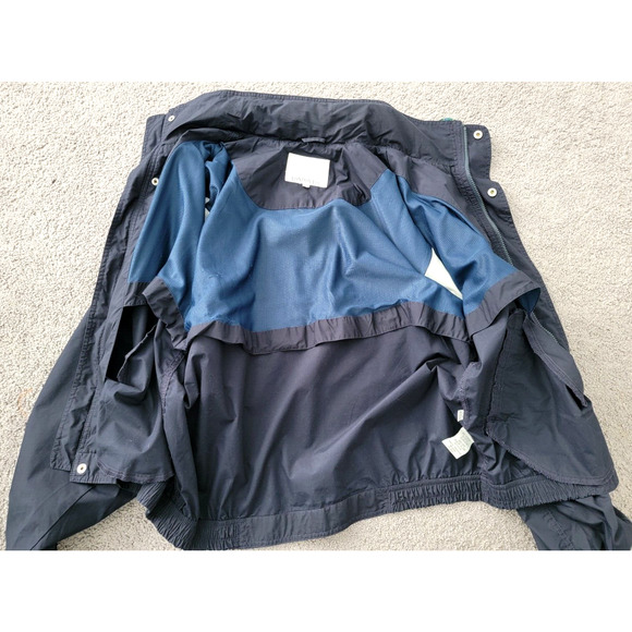 London Fog Men's Size Large Dark Navy Blue Golf Windbreaker Zip Up Button Jacket - Picture 6 of 11